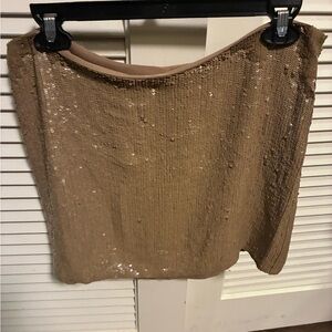 Haute Hippie Sequin Mini Skirt in Tan
